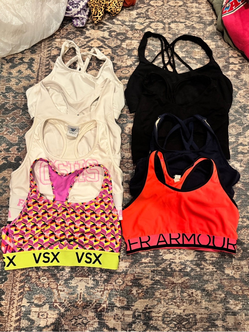 Mixed Sports Bras Bundle - VSX Neon Geometric & Orange Under Armour